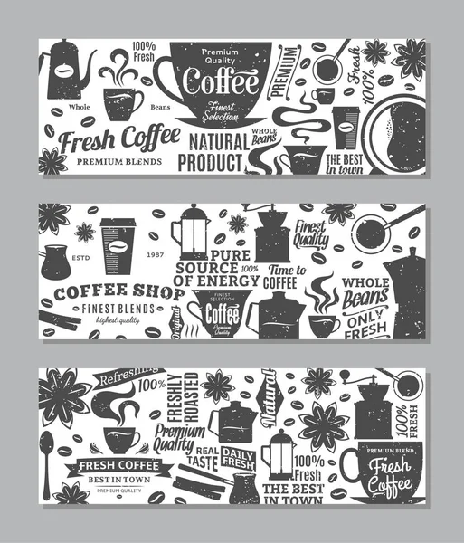 Bannières de café vectorielles de style rétro — Image vectorielle