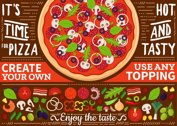 Pizza meny vektorillustration — Stock vektor