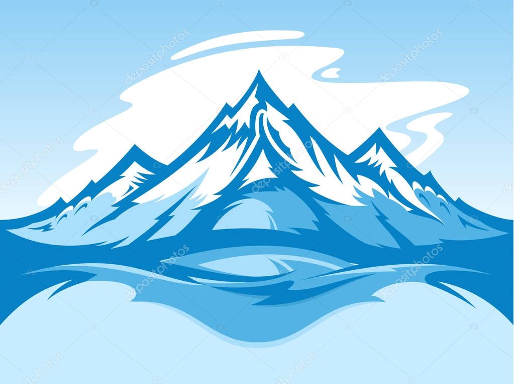 Vector snow mountains landscape