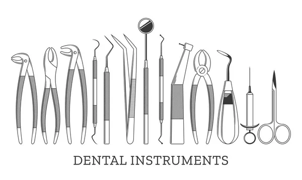 Dentální nástroje ikony — Stockový vektor