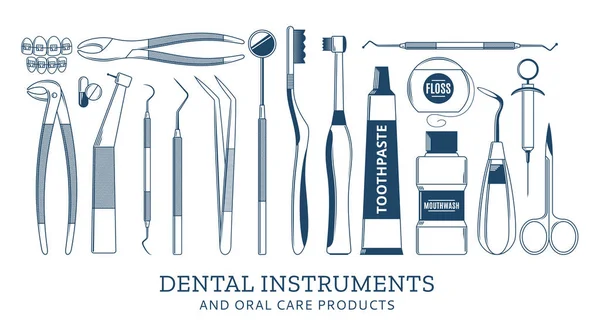 Ícones de instrumentos dentários —  Vetores de Stock