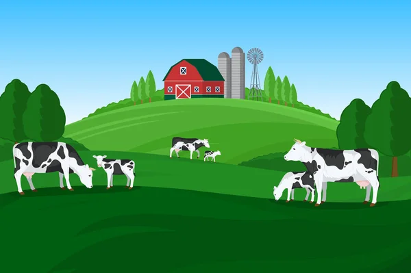 Illustrazione dell'allevamento del latte vettoriale — Vettoriale Stock