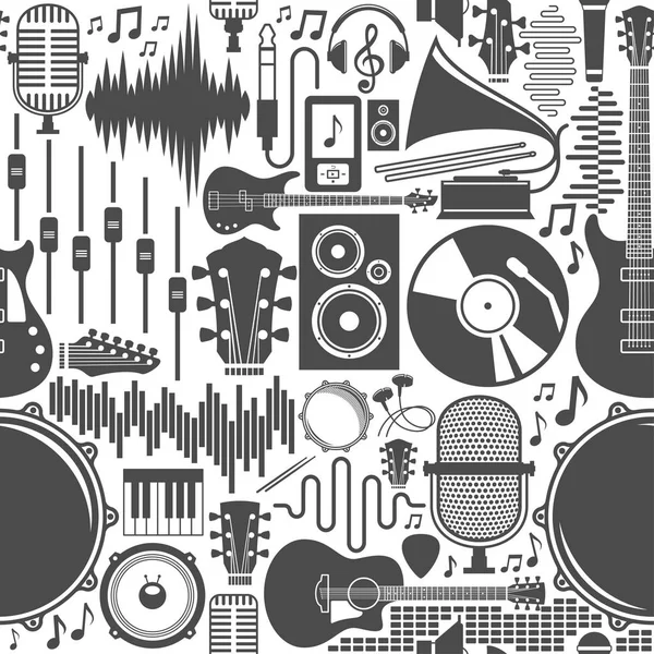 Icônes de musique vectorielle motif sans couture ou arrière-plan — Image vectorielle