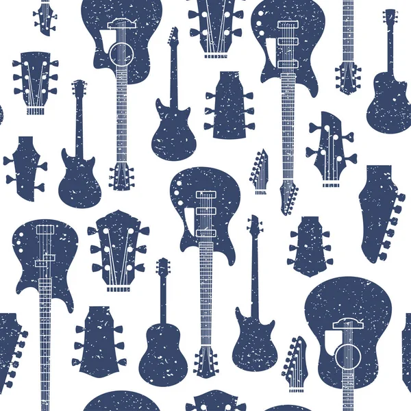 Guitarras vectoriales de estilo retro patrón o fondo sin costuras — Vector de stock