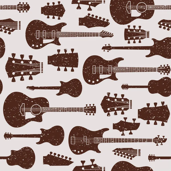 Guitarras vectoriales de estilo retro patrón o fondo sin costuras — Vector de stock