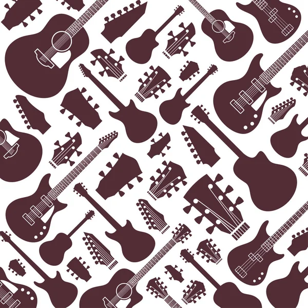 Patrón de guitarras vectoriales o fondo — Vector de stock