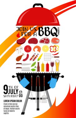 Vektör Barbekü partisi davetiyesi