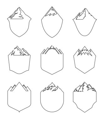 Vektör dağ boş rozetleri