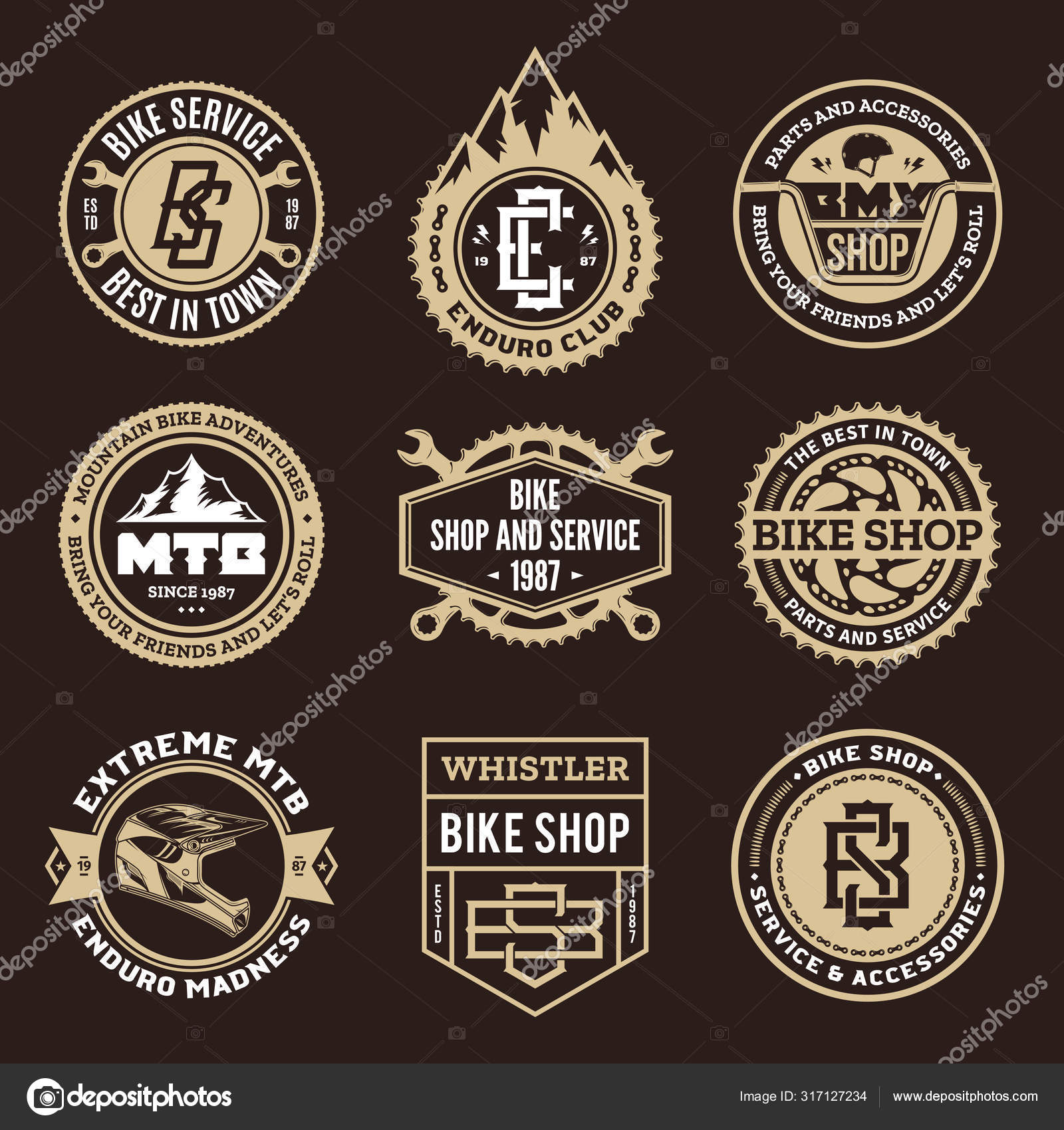 Bike shop bicycle service mountain biking logo Stock Vector by Counterfeit 317127234