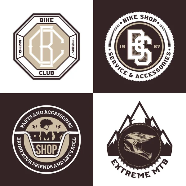 Sklep rowerowy, rower bmx, logo kolarstwa górskiego — Wektor stockowy