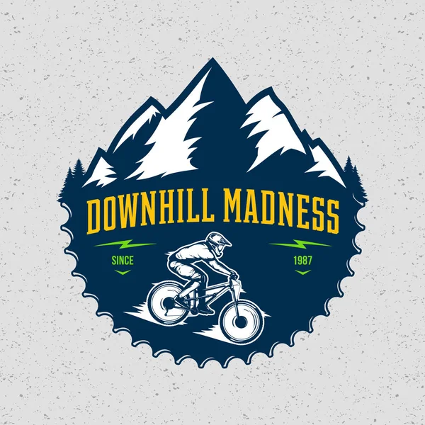 Vector downhill montanha projeto emblema de bicicleta —  Vetores de Stock