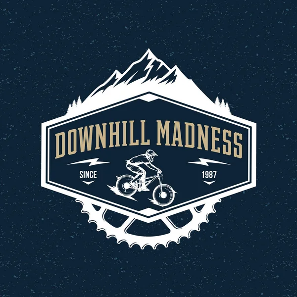 Vector downhill montanha projeto emblema de bicicleta —  Vetores de Stock