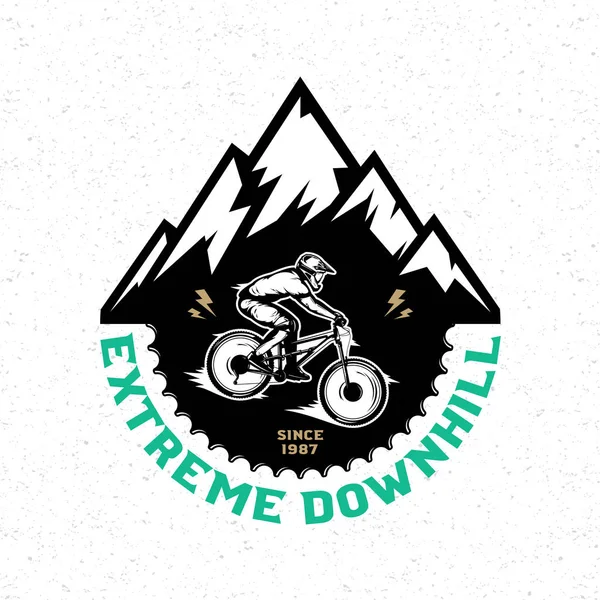Vector downhill montanha projeto emblema de bicicleta —  Vetores de Stock