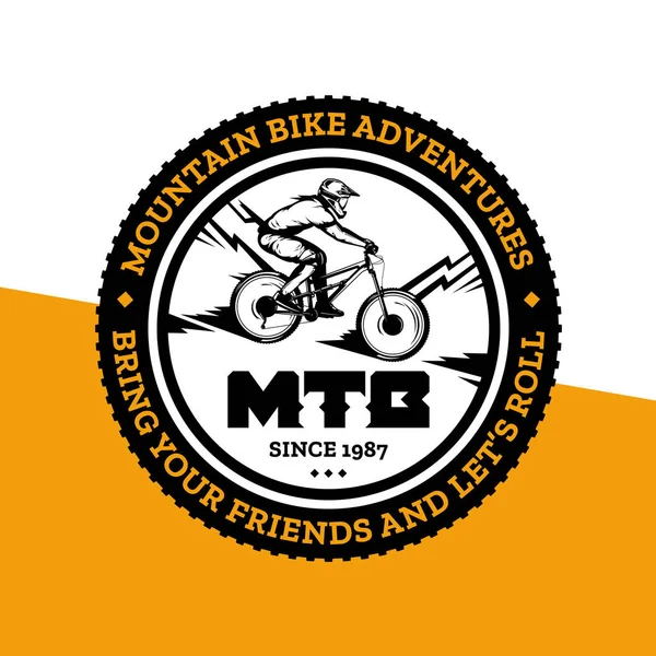 Vector mountain biking badge design — 스톡 벡터