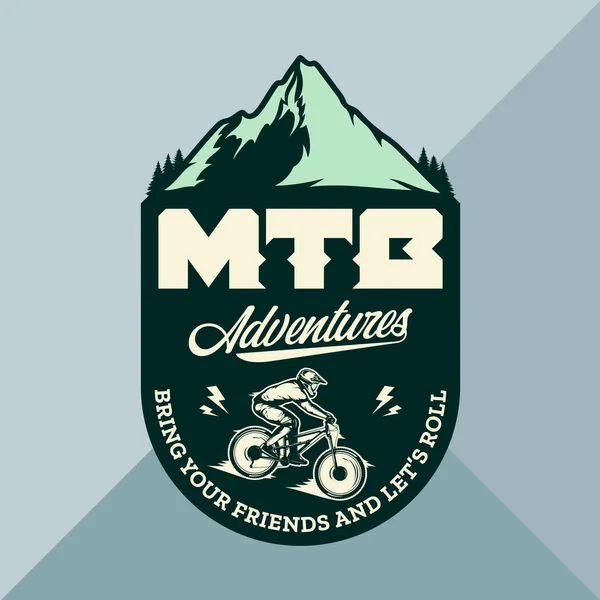 Vector mountain biking badge design — 스톡 벡터