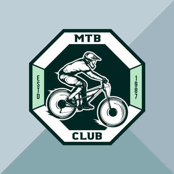 Projeto de emblema de bicicleta de montanha vetorial — Vetor de Stock