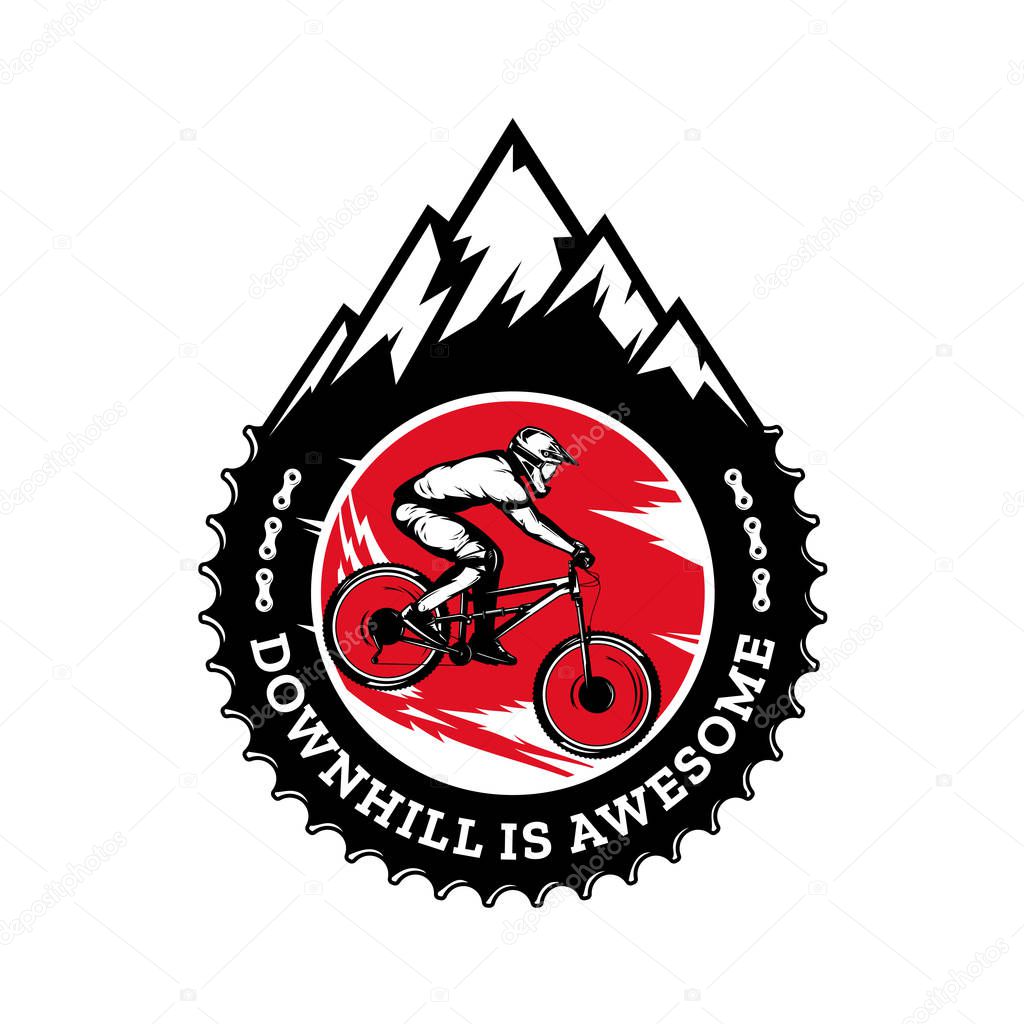 Vector downhill mountain biking badge design
