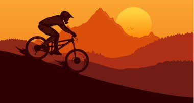 Vector downhill mountain biking illustration clipart