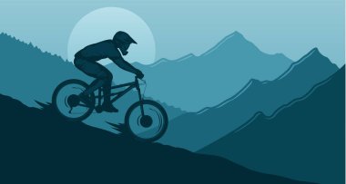 Vector downhill mountain biking illustration clipart