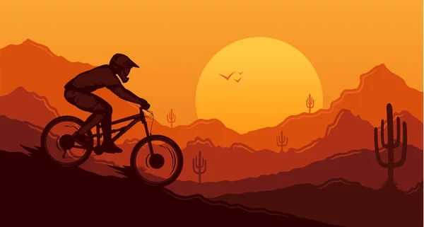 Vector downhill mountain biking illustration