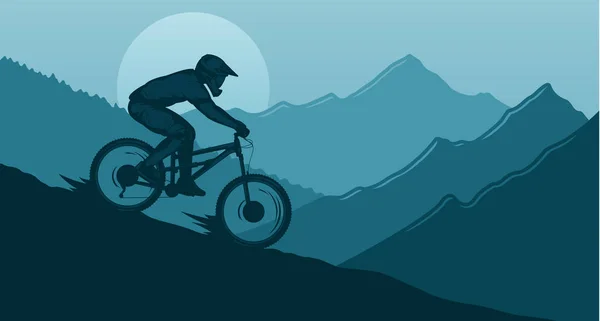 Vector downhill montanha ciclismo ilustração — Vetor de Stock