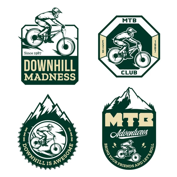 Vector downhill mountainbike badges — Stockvector