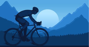 Vector road biking illustration with a cyclist clipart