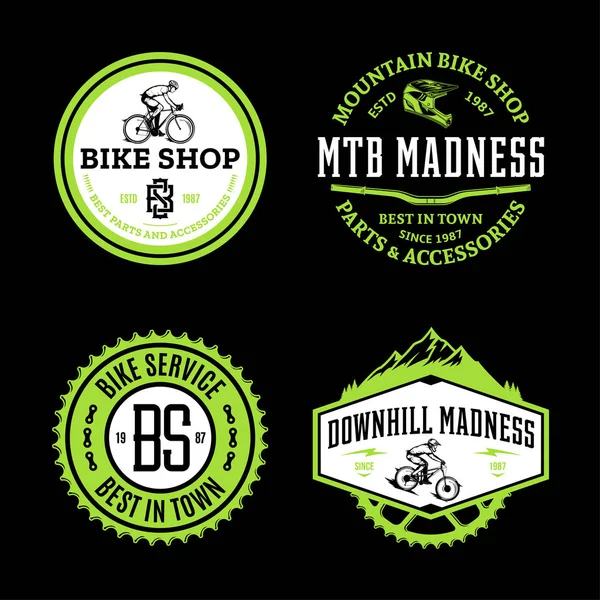 Bike shop, club, bicycle service, mountain and road biking badge — 스톡 벡터