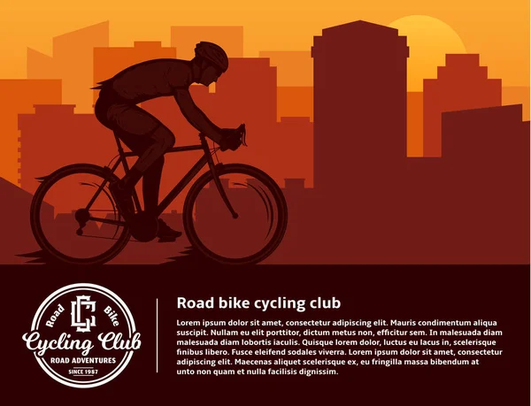 Vektor Väg Cykling Illustration Med Cyklist Sport Cykel Stadsväg — Stock vektor