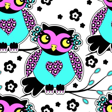 Baykuşlarla vektörsüz desen.