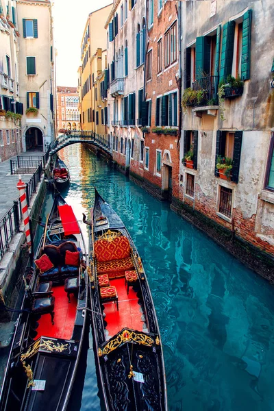 Venise Février 2018 Canal Avec Gondoles Venise Italie — Photo