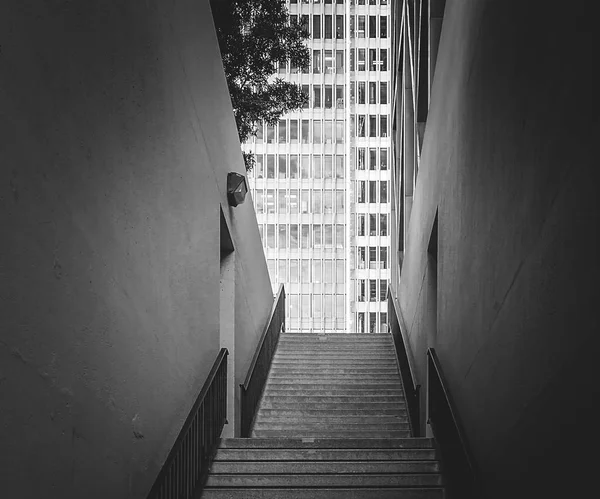 Treppe und Wolkenkratzer — Stockfoto