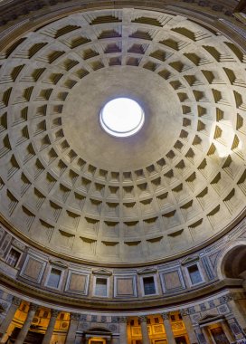 Yuvarlak pencere ile Roma Panteonunun
