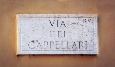 Via dei Cappellari street sogn in Rome