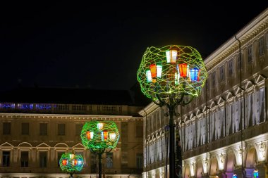 Noel ışıkları piazza San Carlo, Turin, Italy