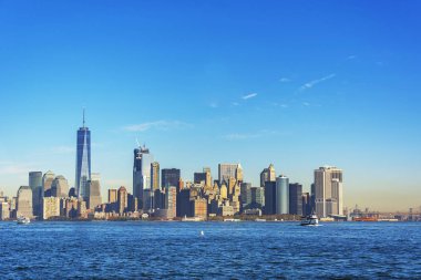 Özgürlük Adası 'ndan New York City silueti