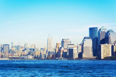 Özgürlük Adası 'ndan New York City silueti