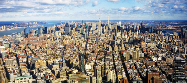 New York City skyline in a sunny day