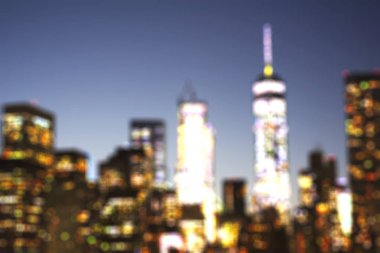 Ufuk manzaraya, New York'un downtown akşam