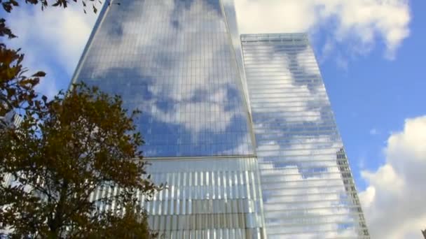 New world trade center building in New York city and its reflection — Stock Video