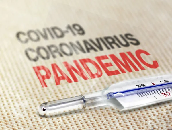 Thermometer Resting Soft Surface Indicating Covid Coronavirus Pandemic Worldwide Virus — Stock Photo, Image
