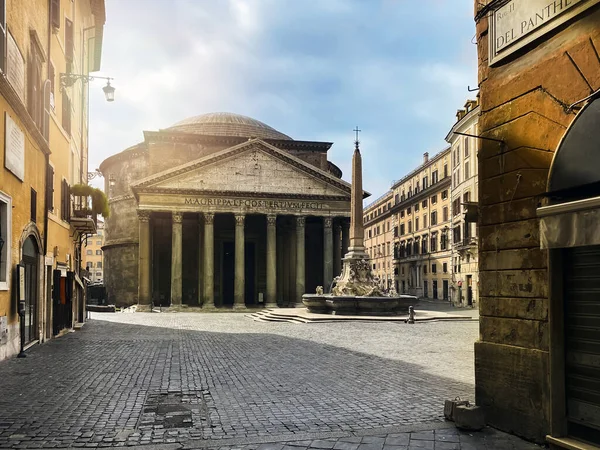 Panteão Fonte Piazza Della Rotonda Roma Vista Del Pantheon Itália — Fotografia de Stock