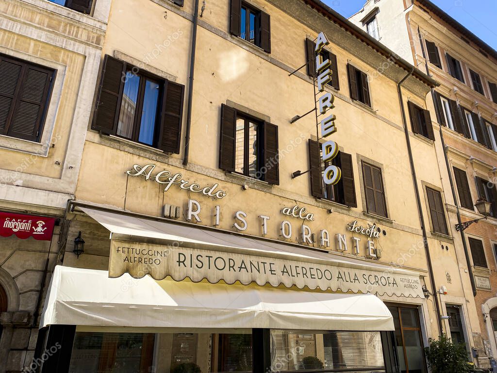 Roma, Italia, 8 de marzo de 2020 El famoso restaurante "Alfredo Allá