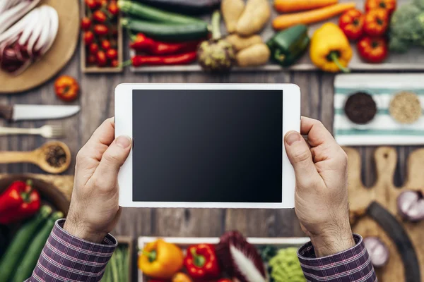 Healthy eating and technology — Stock Photo, Image