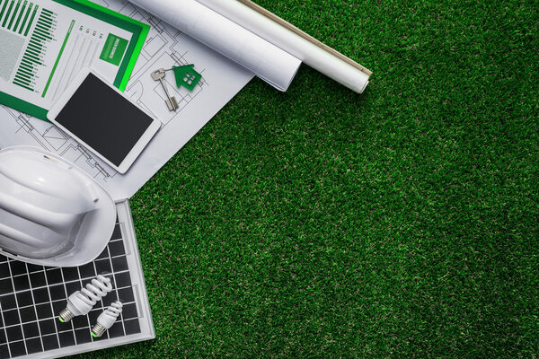 green sustainable building and alternative energies concept