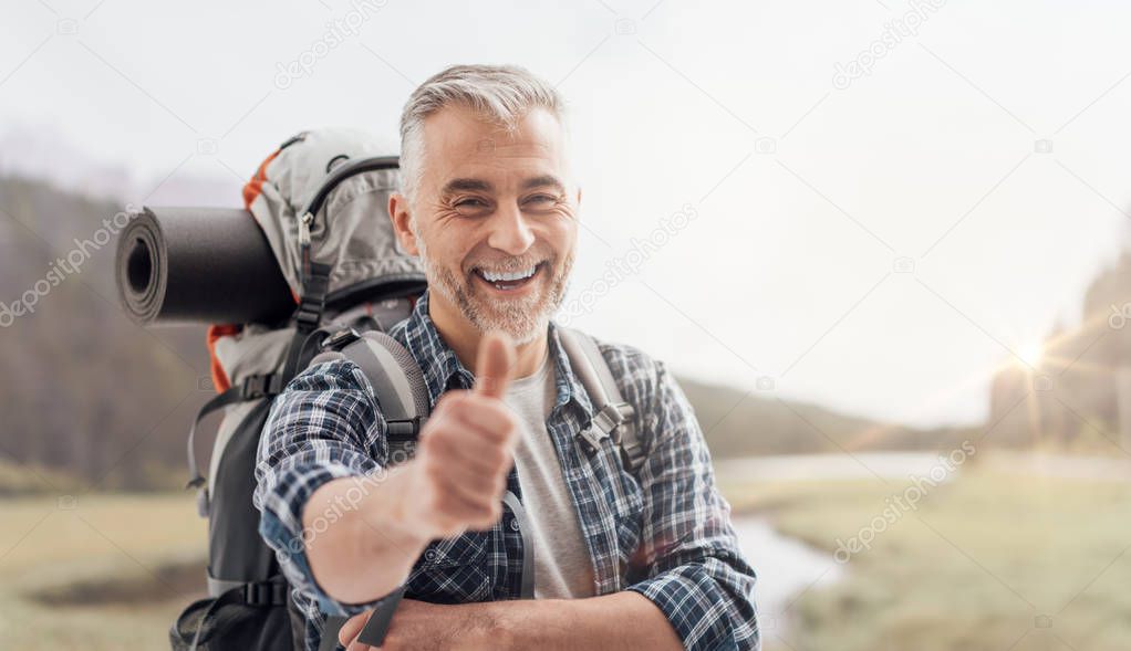 Hiker giving a thumbs up
