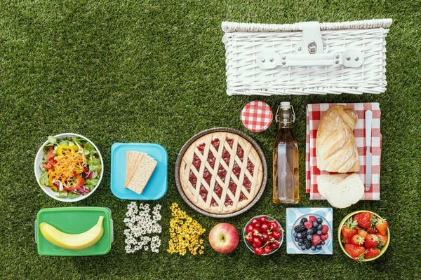 Picknick im Gras — Stockfoto