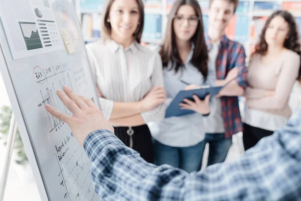 Jungunternehmerteam Trifft Sich Und Diskutiert Gemeinsam Ein Projekt Ein Mann — Stockfoto