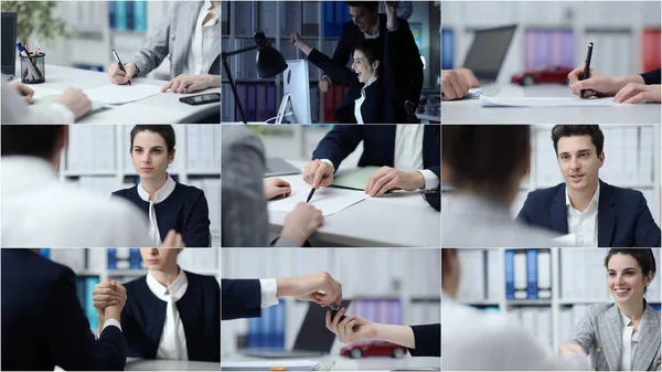 Gente Negocios Oficina Situaciones Laborales Empleo Estilo Vida Collage Fotográfico — Foto de Stock