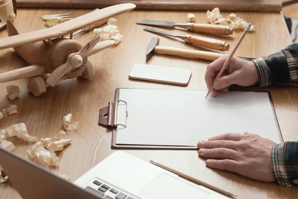 Craftsman Designing Diy Project Clipboard Work Tools All — Stock Photo, Image